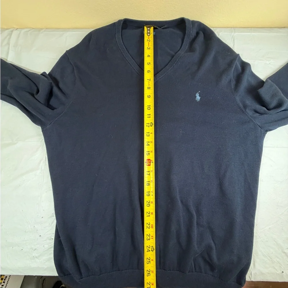 Polo‎ by Ralph Lauren Dark Navy V-Neck Sweater with Light Blue Pony